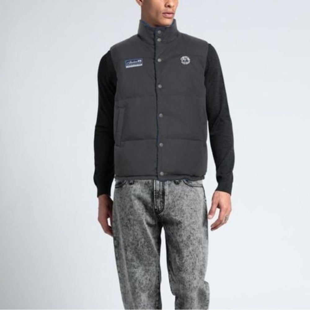 Sinclair Vest Mens Medium Gray Blue Ripstop Sherpa Reversible Puffer‎ Down NWT